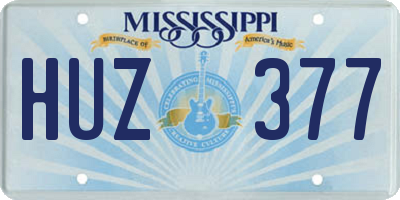 MS license plate HUZ377
