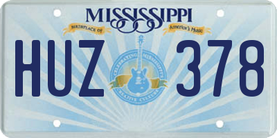 MS license plate HUZ378