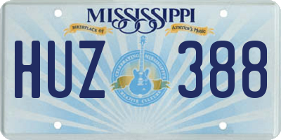 MS license plate HUZ388