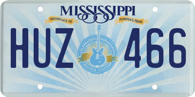 MS license plate HUZ466
