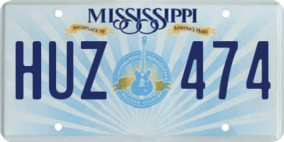 MS license plate HUZ474