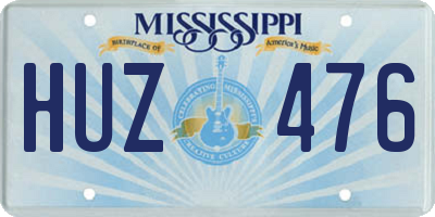 MS license plate HUZ476