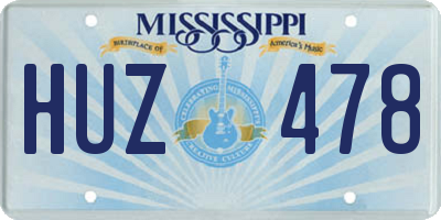 MS license plate HUZ478