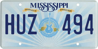 MS license plate HUZ494