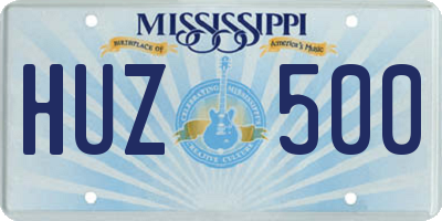 MS license plate HUZ500