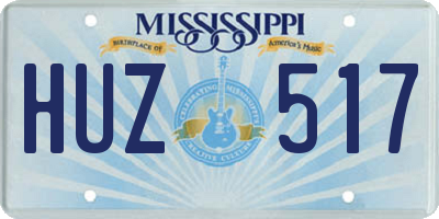 MS license plate HUZ517