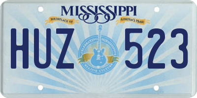 MS license plate HUZ523