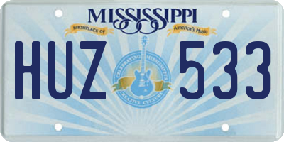 MS license plate HUZ533