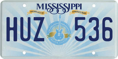 MS license plate HUZ536