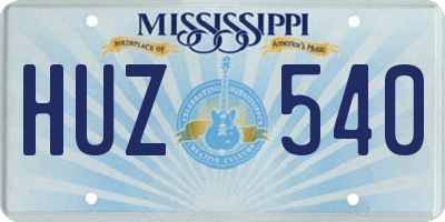 MS license plate HUZ540