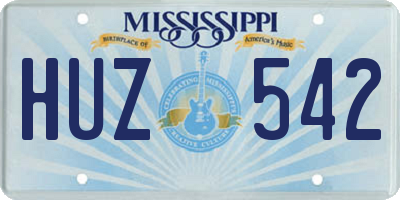 MS license plate HUZ542
