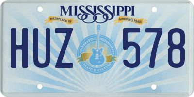 MS license plate HUZ578