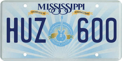 MS license plate HUZ600