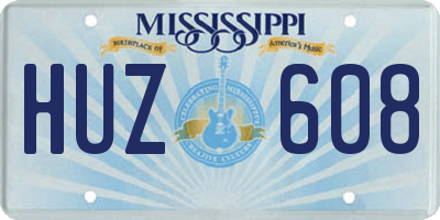 MS license plate HUZ608