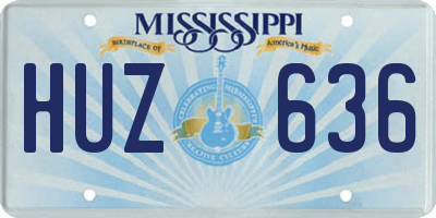 MS license plate HUZ636