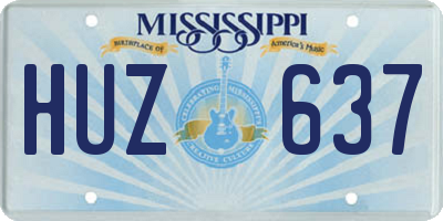 MS license plate HUZ637