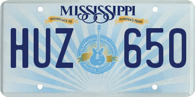 MS license plate HUZ650