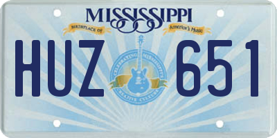 MS license plate HUZ651