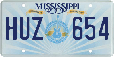 MS license plate HUZ654