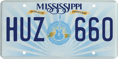 MS license plate HUZ660