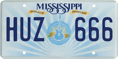 MS license plate HUZ666