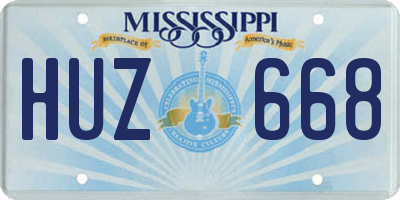 MS license plate HUZ668