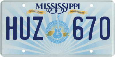 MS license plate HUZ670