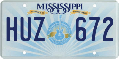 MS license plate HUZ672