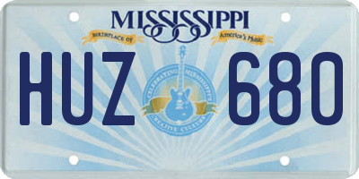 MS license plate HUZ680