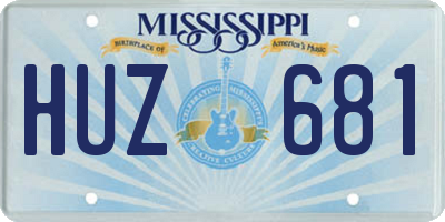 MS license plate HUZ681