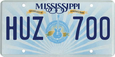 MS license plate HUZ700
