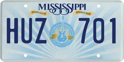 MS license plate HUZ701