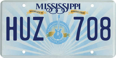 MS license plate HUZ708