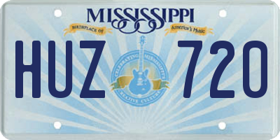 MS license plate HUZ720