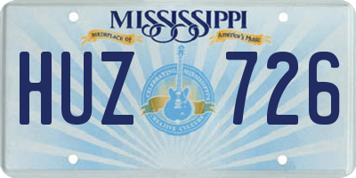 MS license plate HUZ726