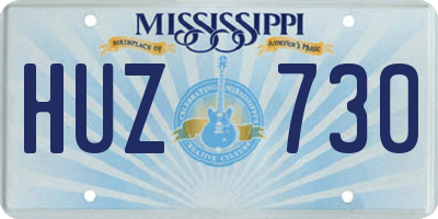 MS license plate HUZ730