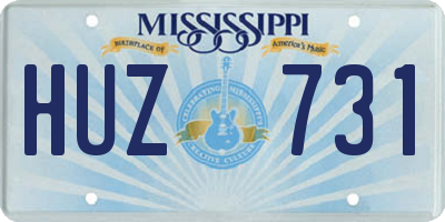 MS license plate HUZ731