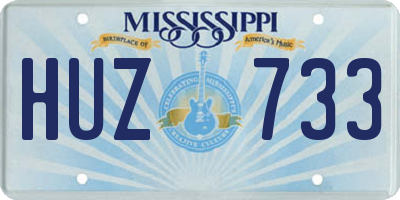 MS license plate HUZ733