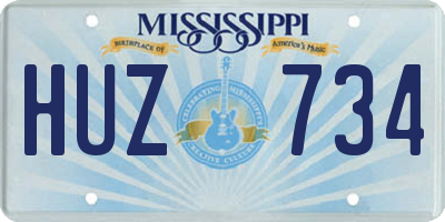 MS license plate HUZ734