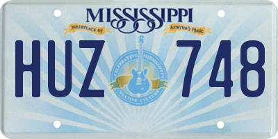 MS license plate HUZ748