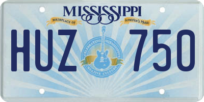 MS license plate HUZ750