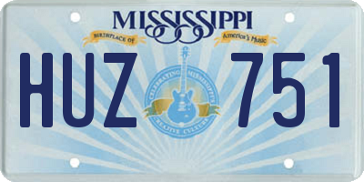 MS license plate HUZ751
