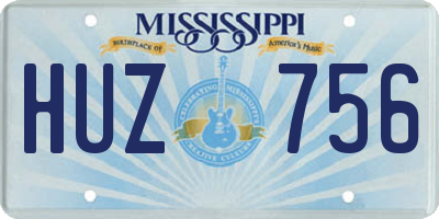 MS license plate HUZ756
