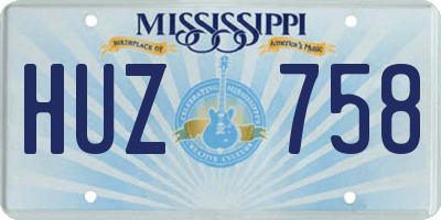MS license plate HUZ758