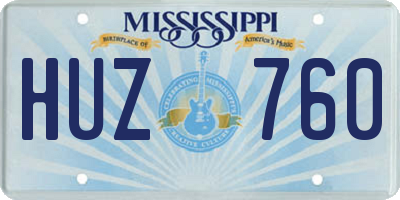 MS license plate HUZ760