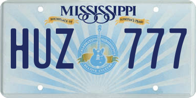 MS license plate HUZ777