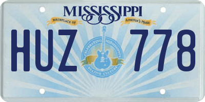 MS license plate HUZ778