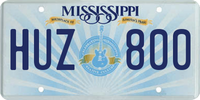 MS license plate HUZ800