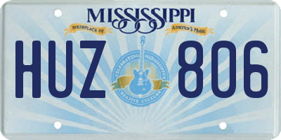 MS license plate HUZ806