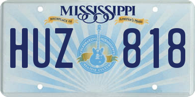 MS license plate HUZ818